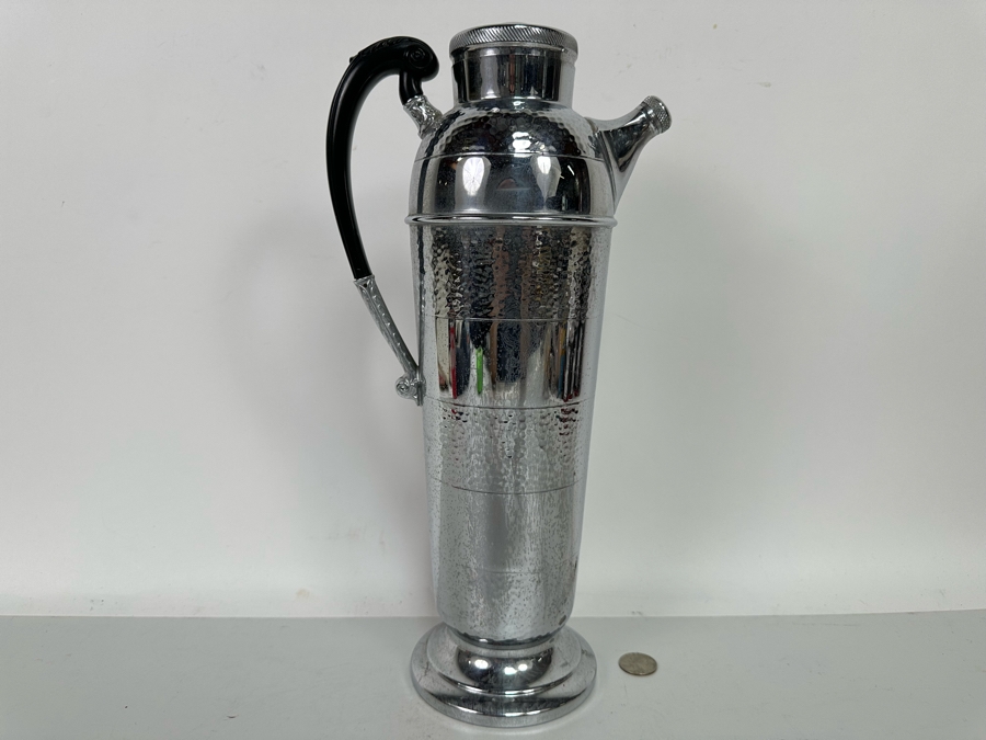 Four Krome Kraft Farber Brothers Cocktail Stemware Glasses 6H With Cocktail Beverage Server Pitcher 15H New York, NY [Photo 12]