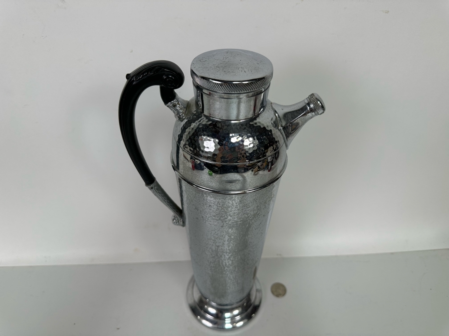 Four Krome Kraft Farber Brothers Cocktail Stemware Glasses 6H With Cocktail Beverage Server Pitcher 15H New York, NY [Photo 13]