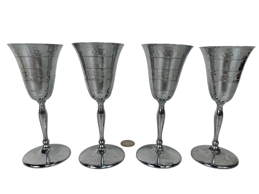 Four Krome Kraft Farber Brothers Cocktail Stemware Glasses 6H With Cocktail Beverage Server Pitcher 15H New York, NY [Photo 2]