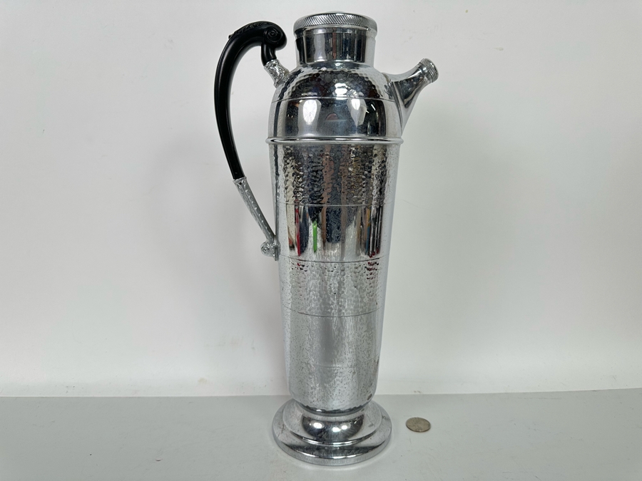 Four Krome Kraft Farber Brothers Cocktail Stemware Glasses 6H With Cocktail Beverage Server Pitcher 15H New York, NY [Photo 3]