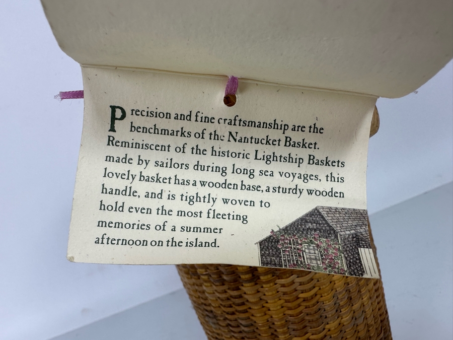 Nantucket Basket Handmade Woven Wine Bottle Basket Carrier 11H Retails $80 [Photo 5]