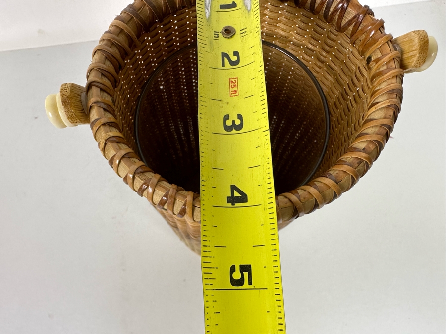 Nantucket Basket Handmade Woven Wine Bottle Basket Carrier 11H Retails $80 [Photo 10]