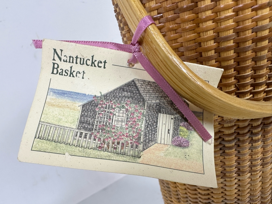 Nantucket Basket Handmade Woven Wine Bottle Basket Carrier 11H Retails $80 [Photo 4]