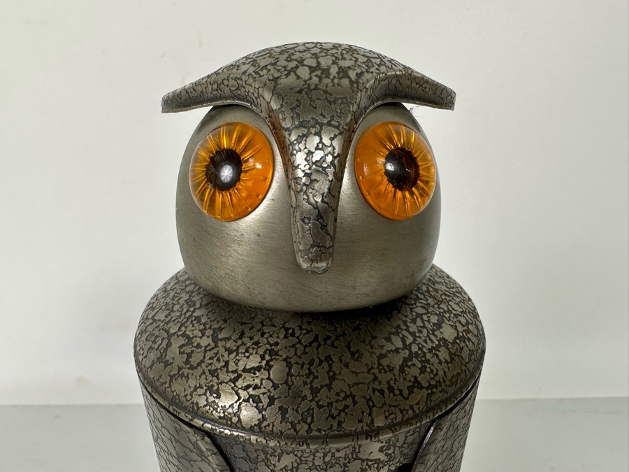 Vintage Mid-Century Modern Barware Owl Sculptural Liquour Decanter With Brown Glass Japan 9.5H [Photo 5]