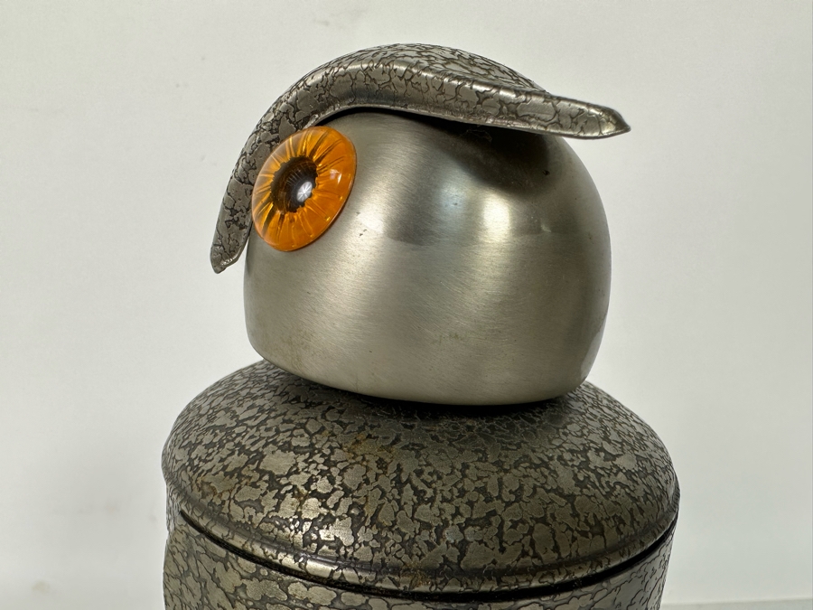 Vintage Mid-Century Modern Barware Owl Sculptural Liquour Decanter With Brown Glass Japan 9.5H [Photo 11]