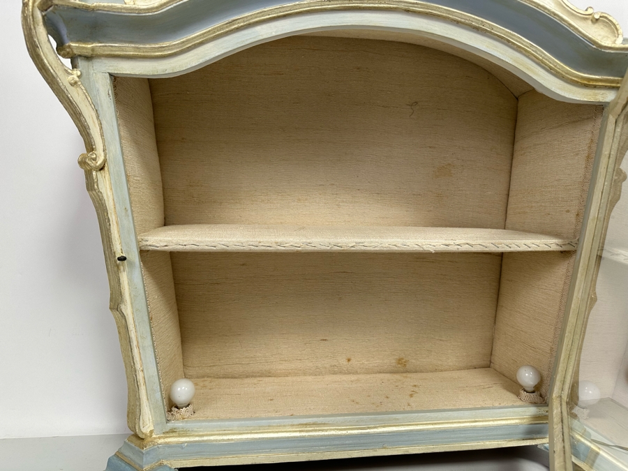 Incredible Antique Tabernacle Vitrine Table Top Display Case Hand Painted With Internal Lighting And Padded Shelving 28.5W X 12D X 32H [Photo 8]