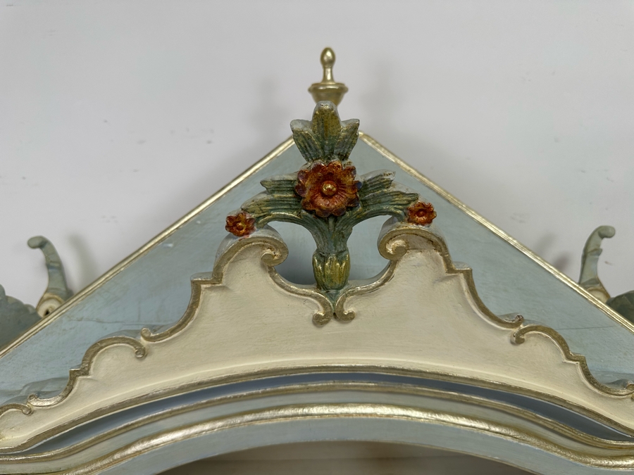 Incredible Antique Tabernacle Vitrine Table Top Display Case Hand Painted With Internal Lighting And Padded Shelving 28.5W X 12D X 32H [Photo 5]