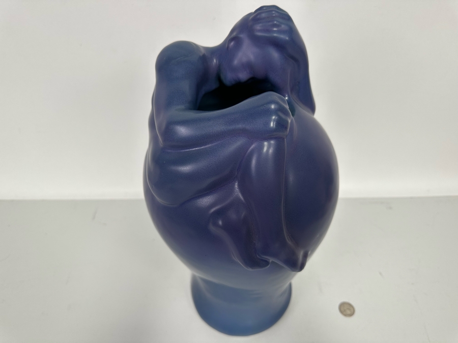 Large Vintage Van Briggle Blue Despondency Art Pottery Vase Colorado Springs, CO V8 CCII 16H [Photo 15]