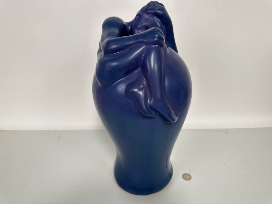 Large Vintage Van Briggle Blue Despondency Art Pottery Vase Colorado Springs, CO V8 CCII 16H [Photo 14]