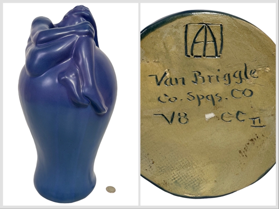 Large Vintage Van Briggle Blue Despondency Art Pottery Vase Colorado Springs, CO V8 CCII 16H