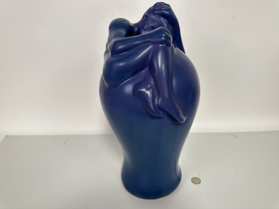 Large Vintage Van Briggle Blue Despondency Art Pottery Vase Colorado Springs, CO V8 CCII 16H [Photo 13]