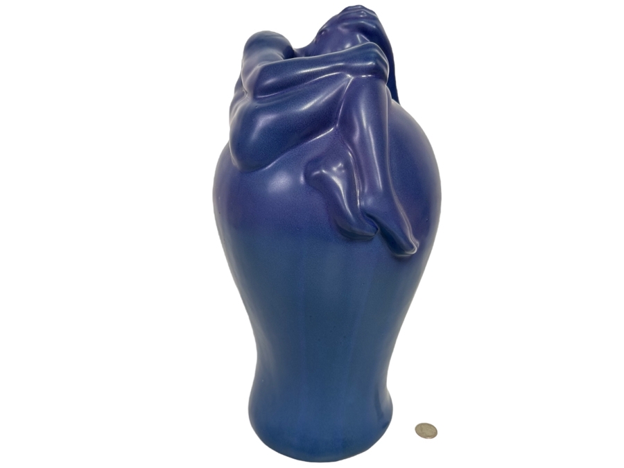 Large Vintage Van Briggle Blue Despondency Art Pottery Vase Colorado Springs, CO V8 CCII 16H [Photo 2]