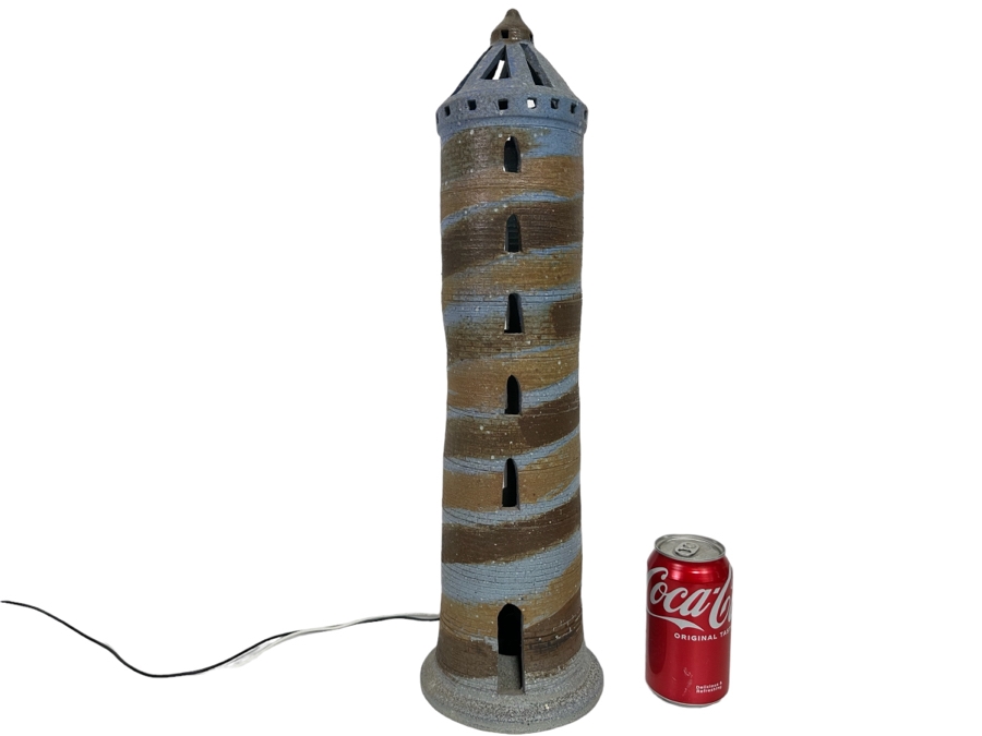 Original Signed Ann Williams Pottery Lighthouse Lamp Fork Creek Mill 21H Retailed $150 [Photo 3]