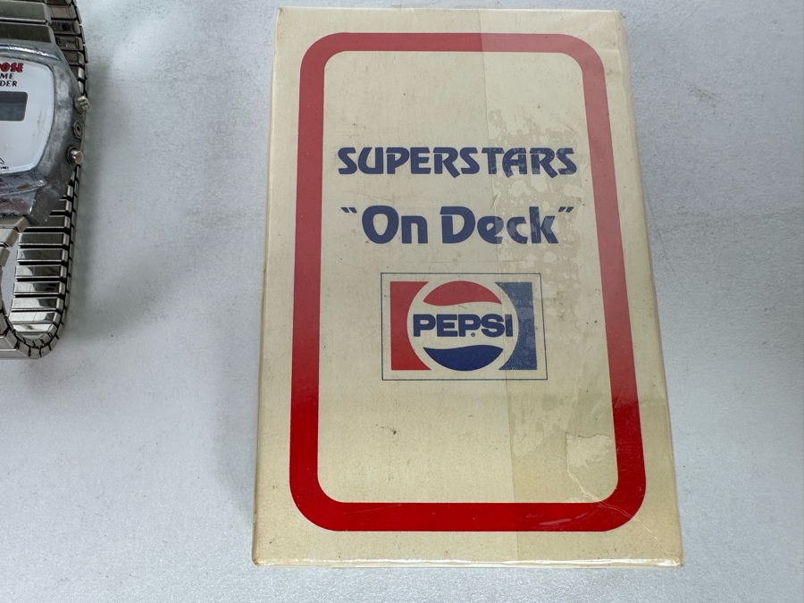 Pete Rose Baseball Collectibles Including Pocket Knife, Various Pins, Watch, Unopened Pete Rose Pepsi Playing Cards, Lou Piniella Cincinnati Reds Playing Cards, Button And More - See Photos [Photo 15]