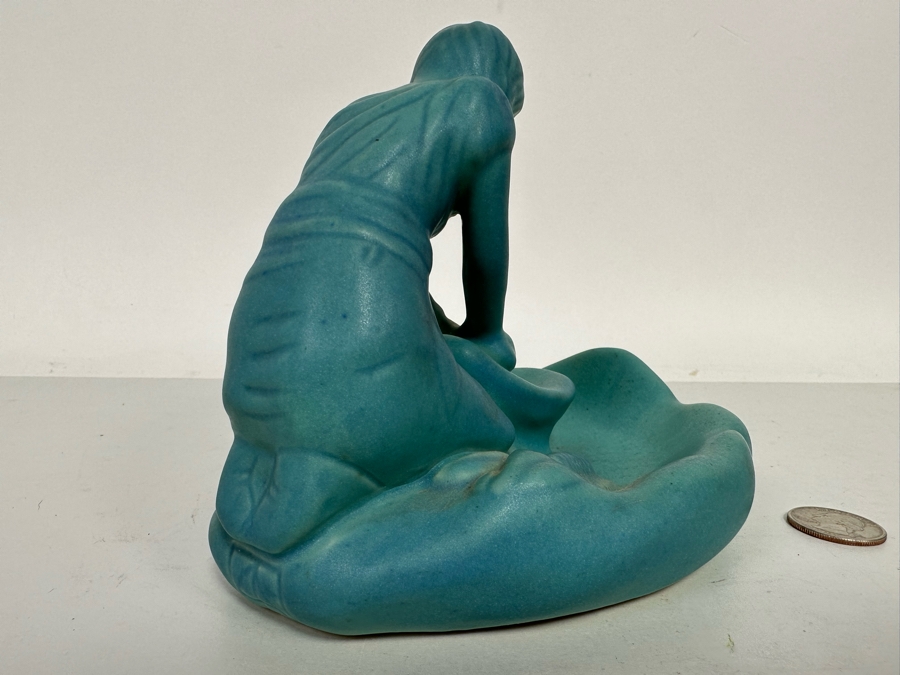 Vintage Van Briggle Arts & Crafts Art Pottery Native American Girl Grinding Corn Figurine 6W X 5D X 5H [Photo 8]