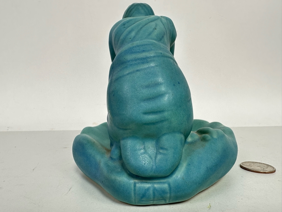 Vintage Van Briggle Arts & Crafts Art Pottery Native American Girl Grinding Corn Figurine 6W X 5D X 5H [Photo 10]