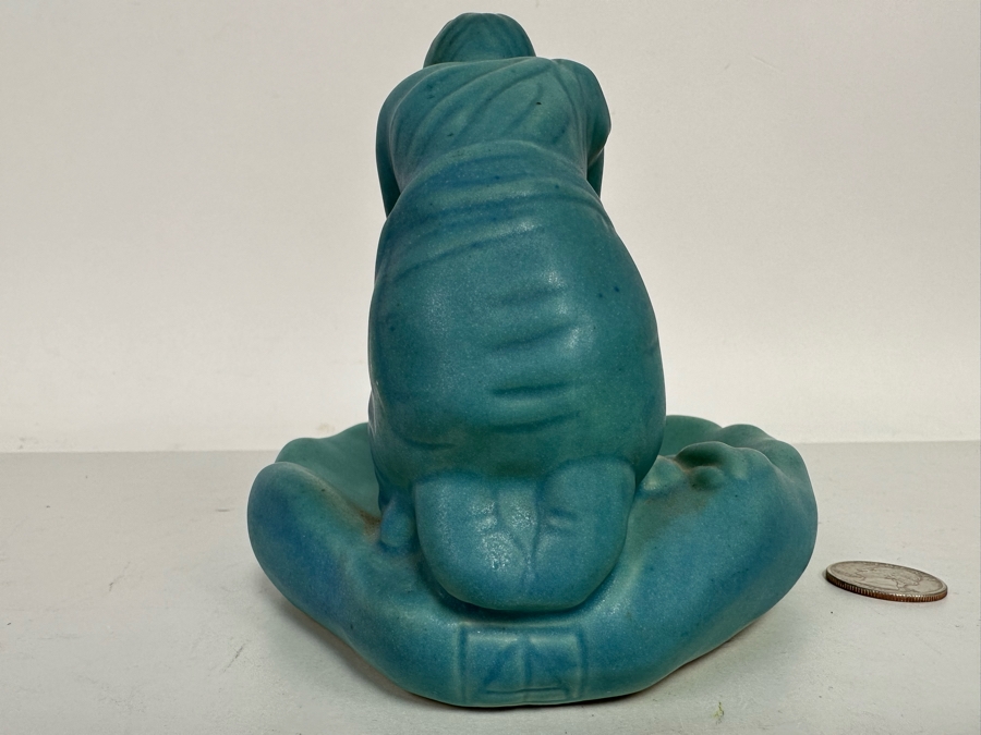 Vintage Van Briggle Arts & Crafts Art Pottery Native American Girl Grinding Corn Figurine 6W X 5D X 5H [Photo 9]