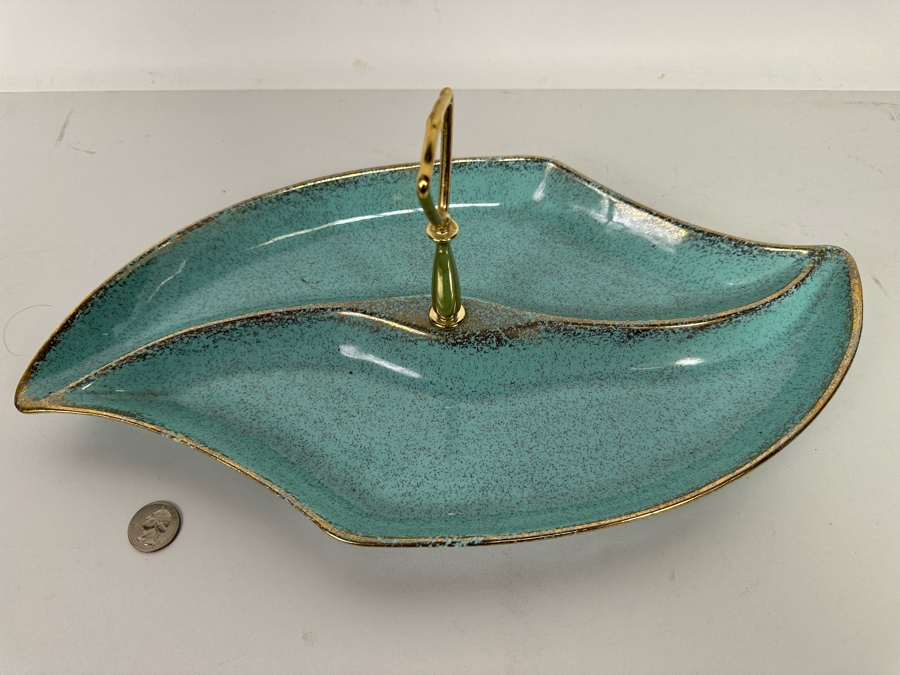 California Original USA Pottery Divided Dish With Handle 622 16W X 9D X 6H [Photo 3]