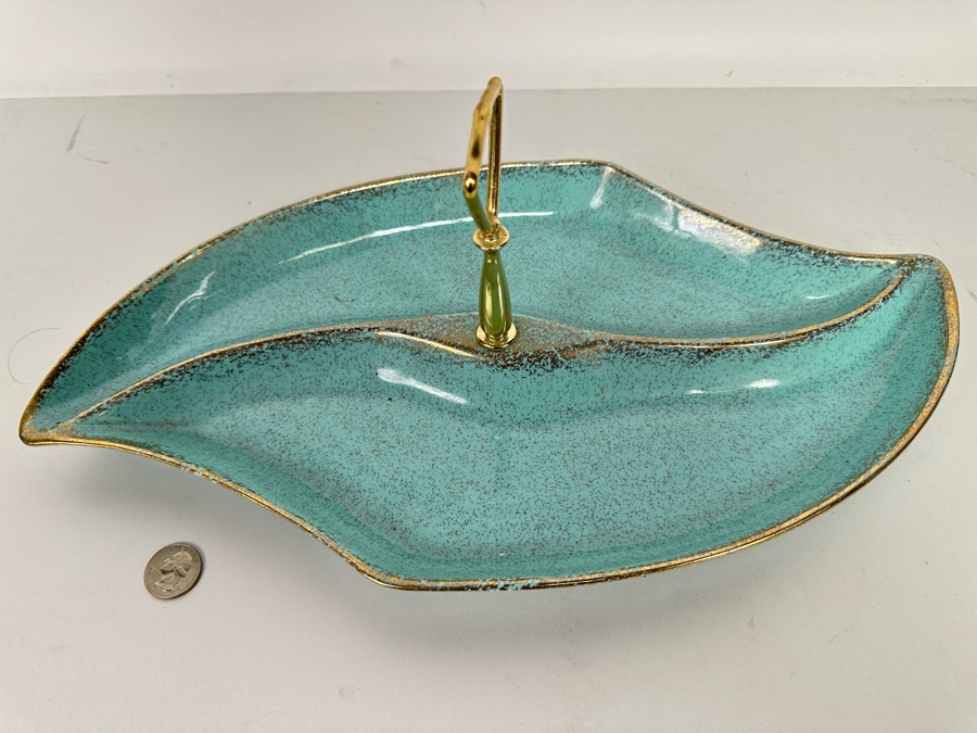 California Original USA Pottery Divided Dish With Handle 622 16W X 9D X 6H [Photo 2]