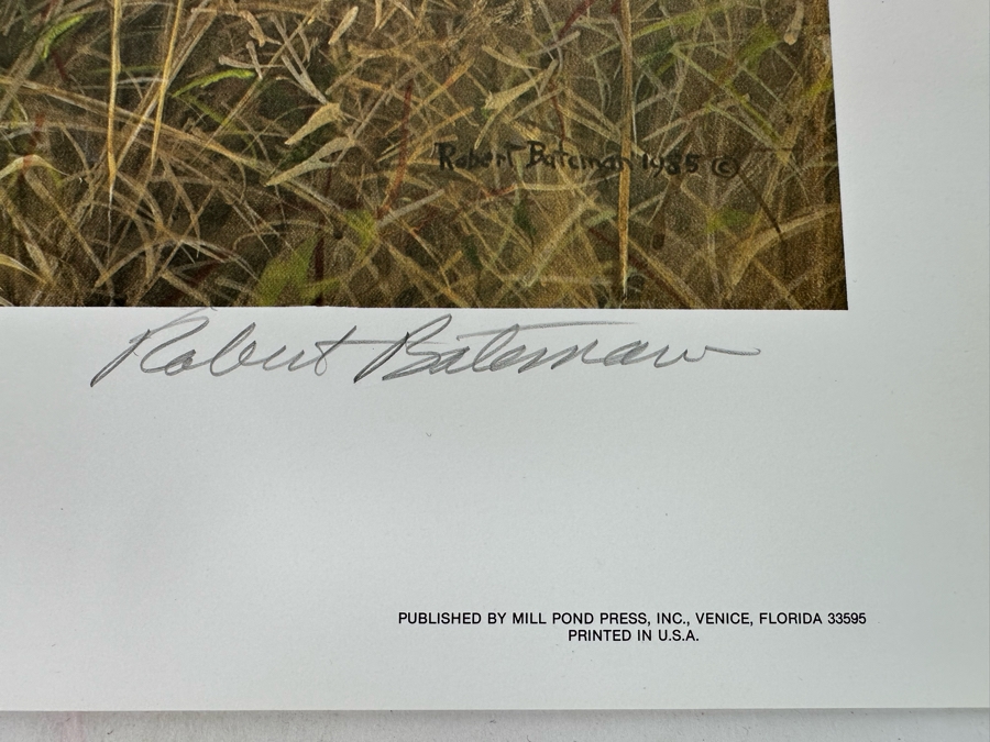 Robert Bateman Vintage 1985 Hand Signed Limited Edition Print Titled Lions In The Grass Numbered 245 Of 950 33 X 20 Paper Measures 37 X 24 [Photo 6]