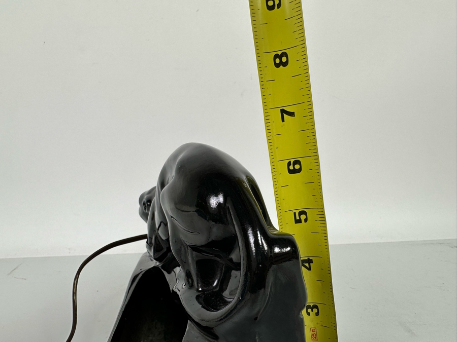 Vintage Mid-Century Modern Black Ceramic Panther Planter Lamp 8W X 4D X 6.5H [Photo 15]