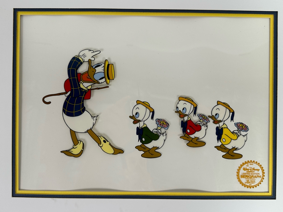 Walt Disney Limited Edition Serigraph Cel From Original 'Mr. Duck Steps Out' Donald Duck Limited To 9,500 13.5 X 9.5 Framed 21 X 17