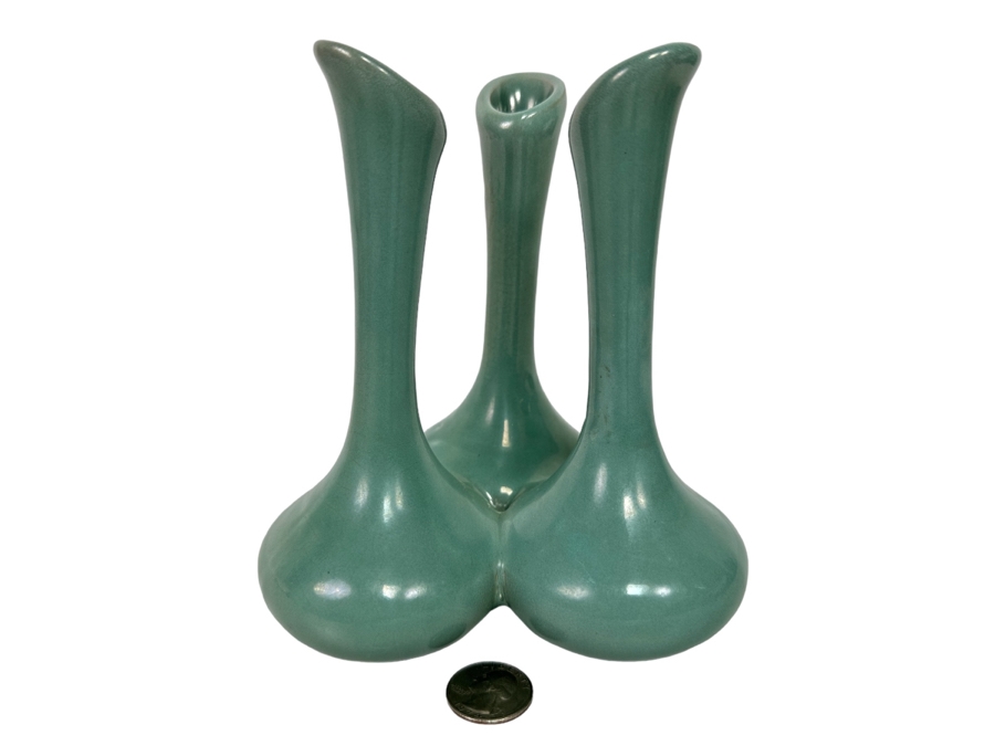 Vintage Van Briggle Art Pottery Triple Bud Vase Colorado Springs, CO 7H