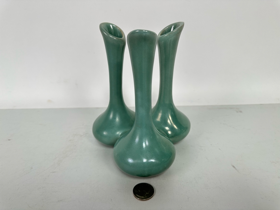 Vintage Van Briggle Art Pottery Triple Bud Vase Colorado Springs, CO 7H [Photo 5]