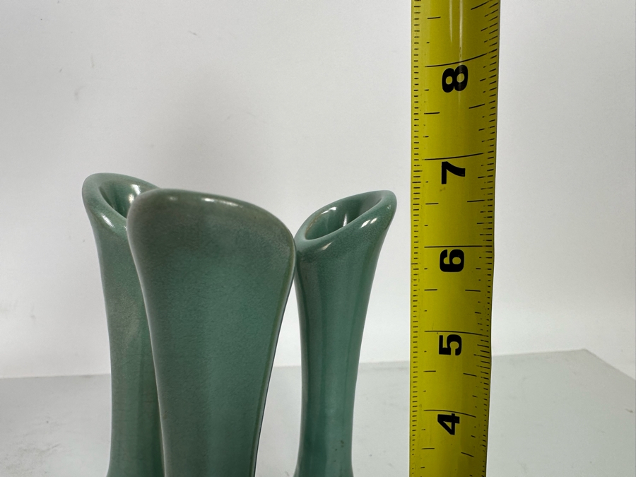 Vintage Van Briggle Art Pottery Triple Bud Vase Colorado Springs, CO 7H [Photo 13]