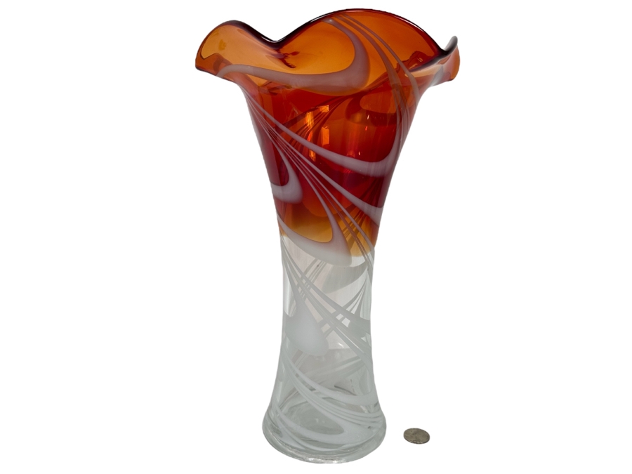 Art Glass Vase 13H