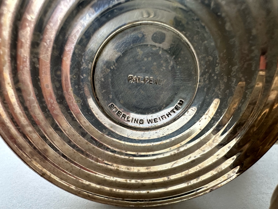 Pair Of Weighted Sterling Silver Pepper Shakers (Different Makers) 4.5H And Weight Sterling Silver Candle Holder [Photo 7]