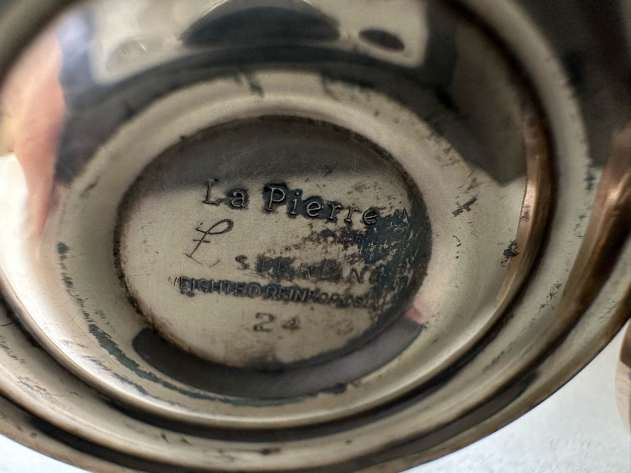 Pair Of Weighted Sterling Silver Pepper Shakers (Different Makers) 4.5H And Weight Sterling Silver Candle Holder [Photo 5]