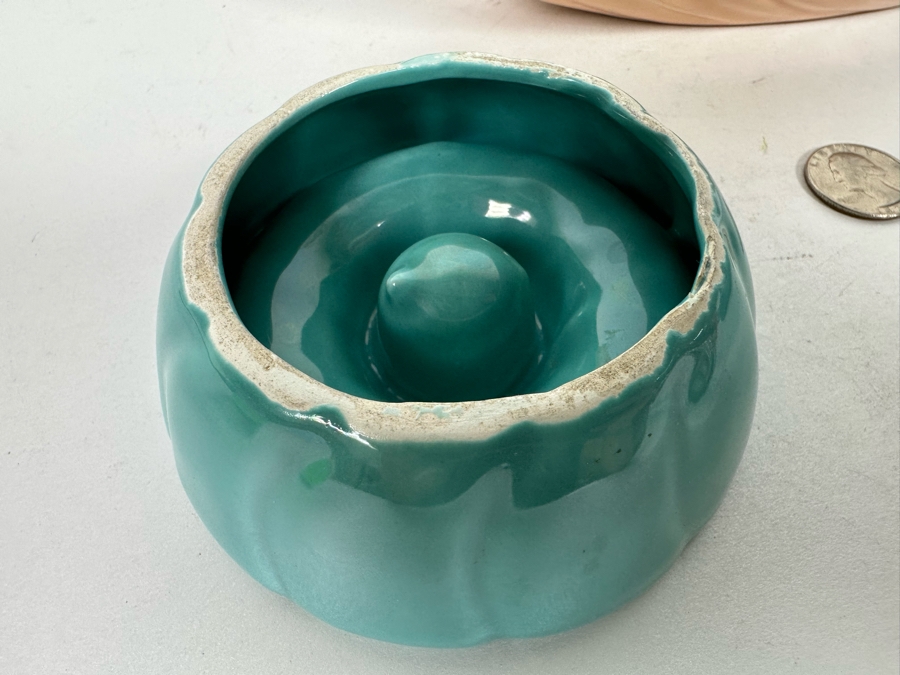 Vintage Franciscan Ware Pottery Bowl 9.5L And Pair Of Mid-Century Pottery Candle Holders [Photo 6]