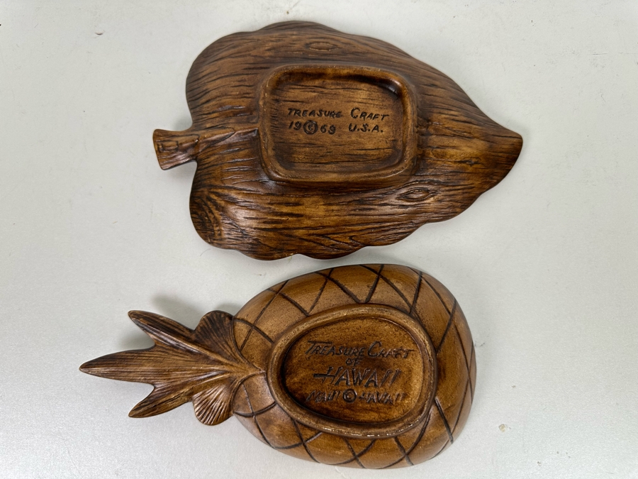 Pair Of Vintage Mid-Century Treasure Craft Hawaii Themed Trinket Dishes 8H [Photo 8]