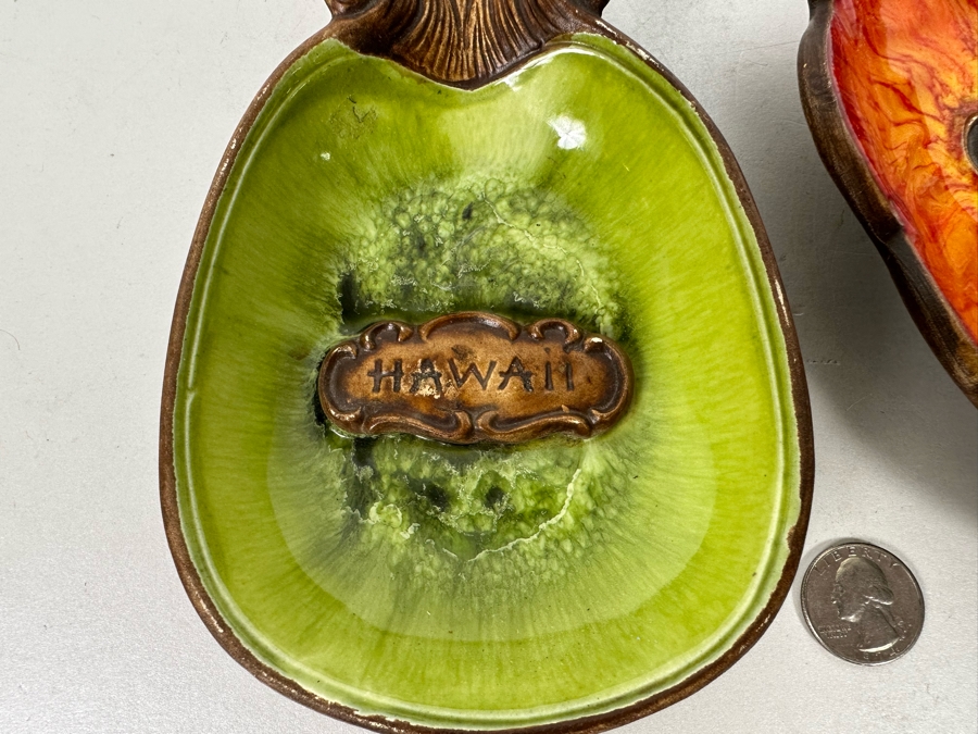 Pair Of Vintage Mid-Century Treasure Craft Hawaii Themed Trinket Dishes 8H [Photo 6]