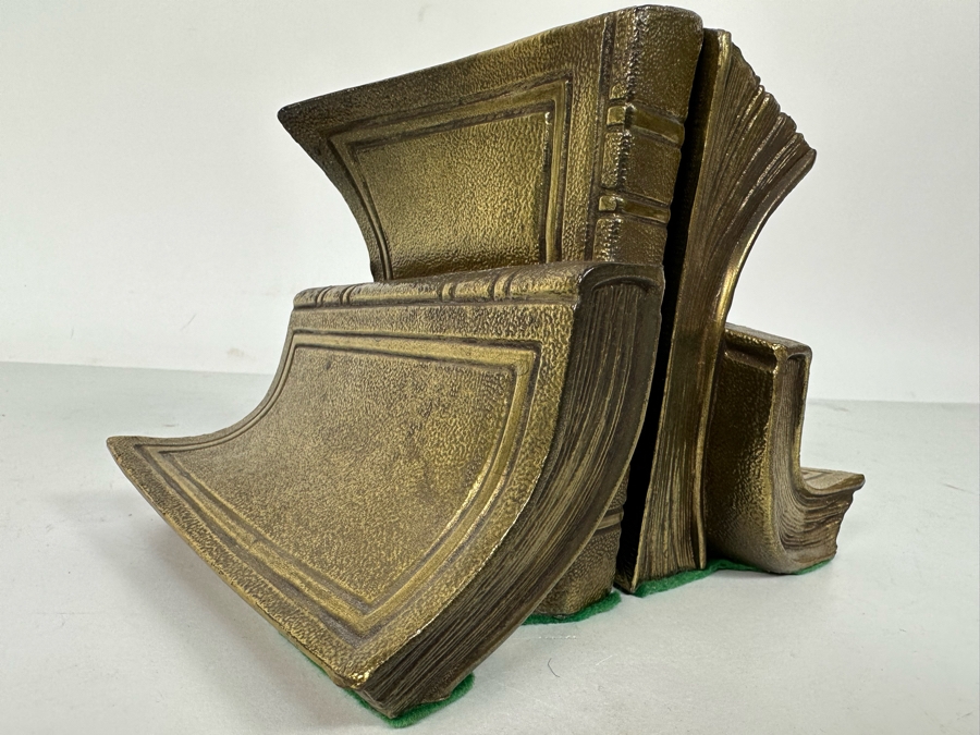 Pair Of Brass Book Themed Bookends 7W X 5D X 5H [Photo 5]