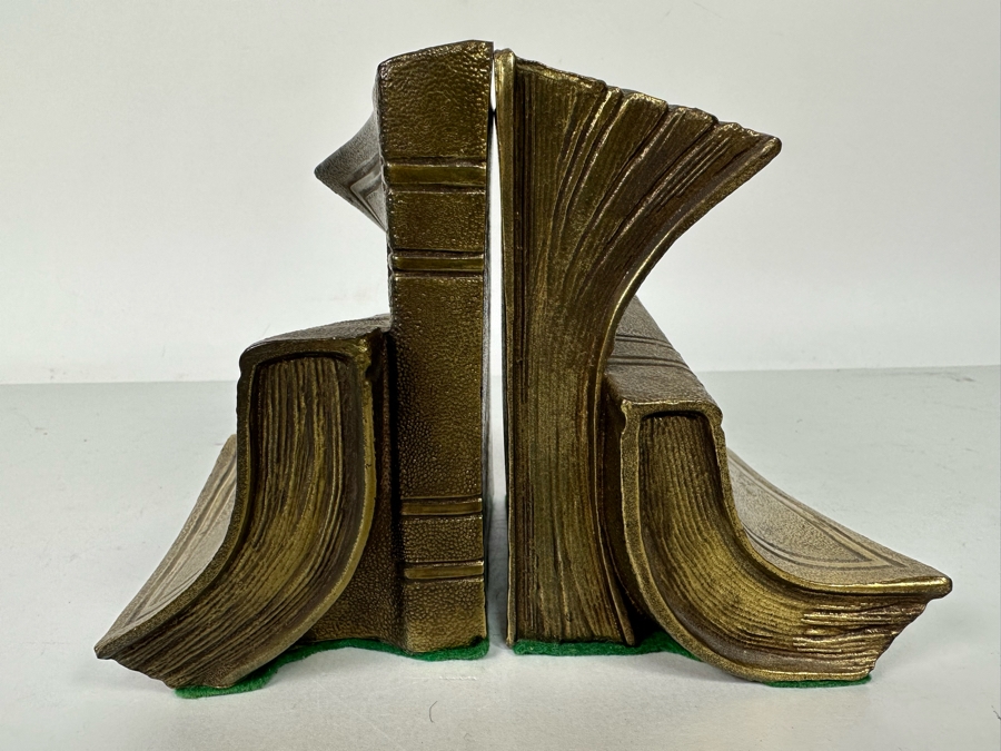 Pair Of Brass Book Themed Bookends 7W X 5D X 5H [Photo 4]