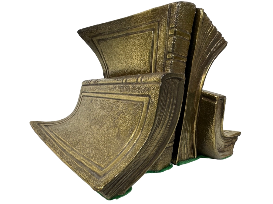 Pair Of Brass Book Themed Bookends 7W X 5D X 5H [Photo 1]