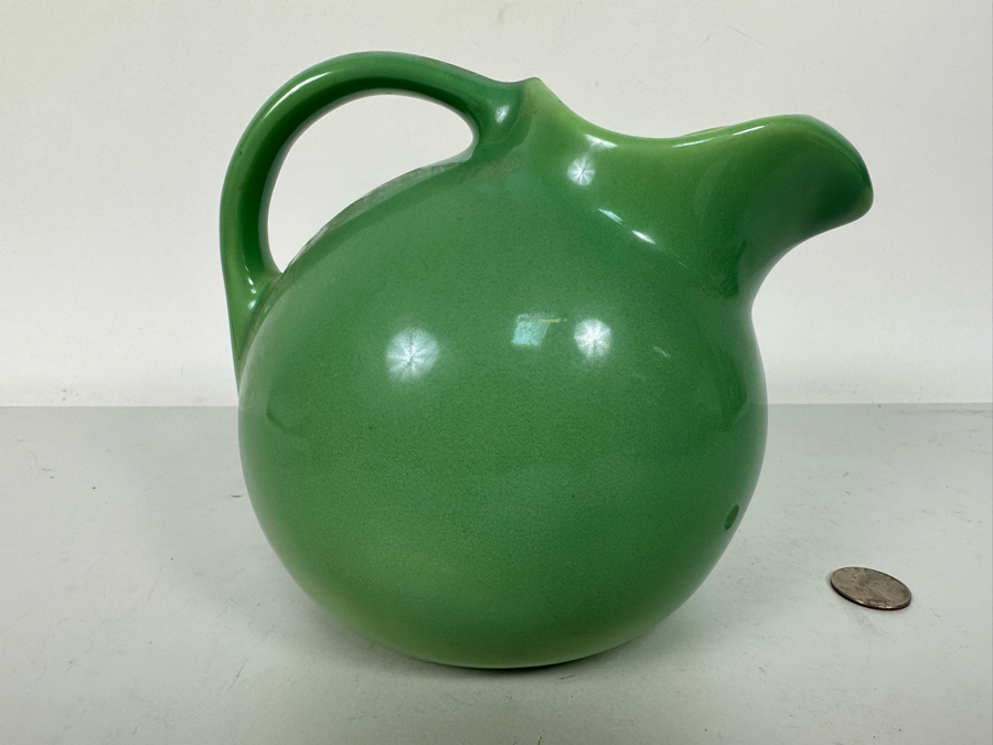 Vintage Mid-Century Modern Jade Green Ball Pitcher GMB Gladding McBean California Pottery 6H [Photo 3]