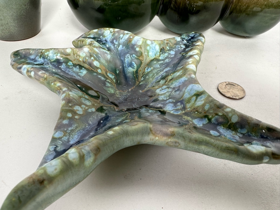 Three Mid-Century Pottery Pieces: Monterey Pottery Starfish Sculpture 8.5W, Hull Pottery Three Section Ball Planter 9.5W And Small Frankoma Pottery Vessel 5H [Photo 5]
