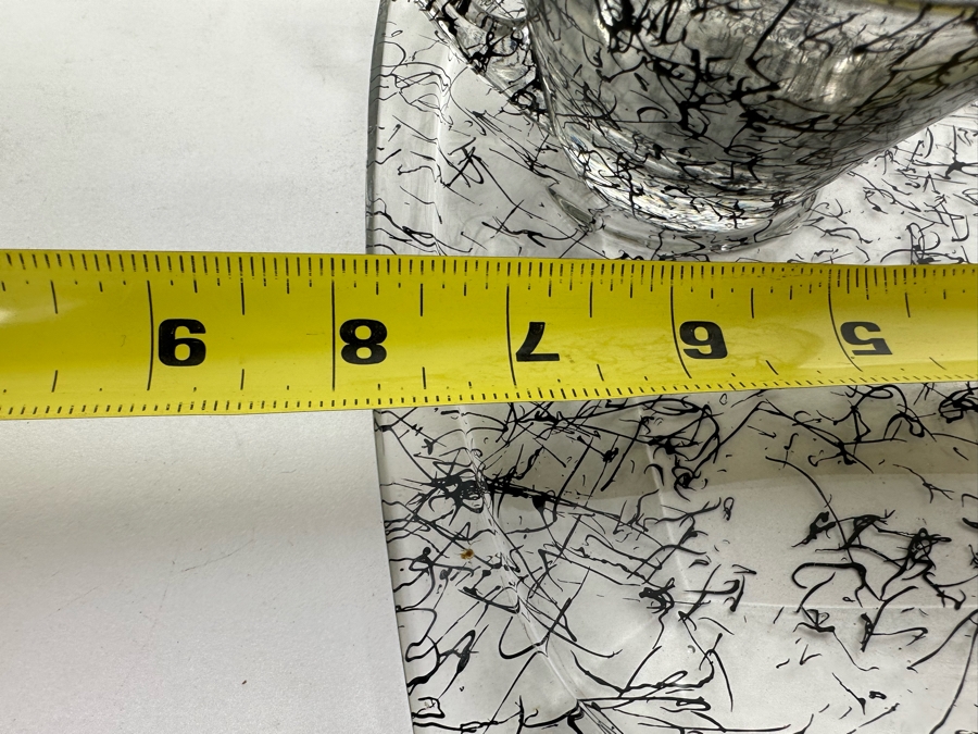 Set Of Four Mid-Century Modern Hazel Atlas Spaghetti Glass Snack Luncheon Plates 8W With Cups 8 Pieces Total [Photo 13]