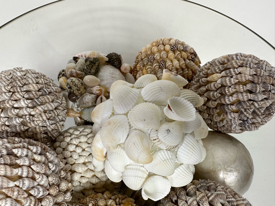 Centerpiece Bowl With Silverplate Stand Filled With Organic Shell Spheres Balls 13R X 9H [Photo 8]