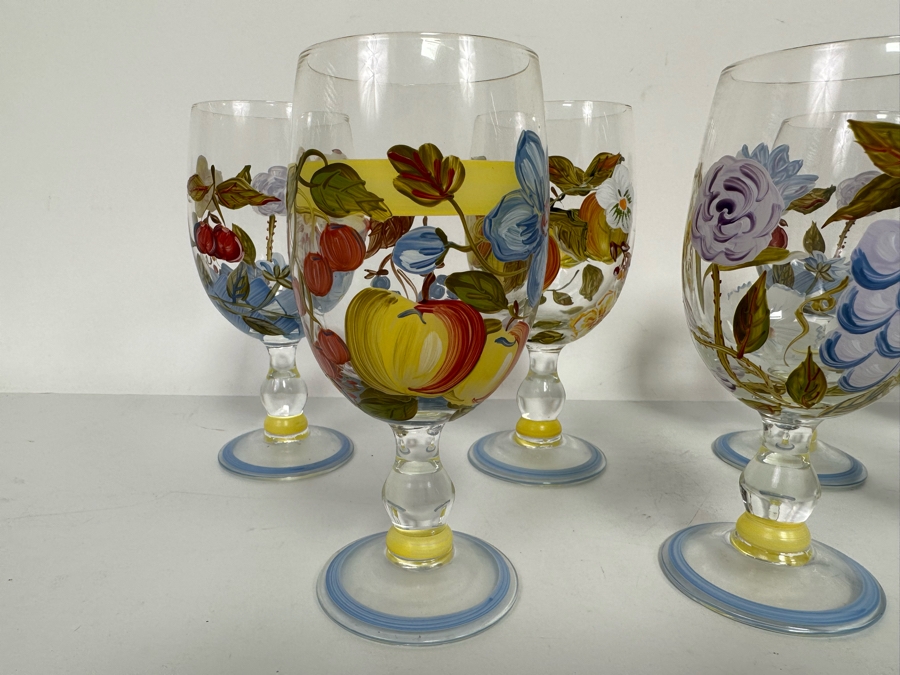 Seven Hand Painted Stemware Glasses 7.5H [Photo 6]