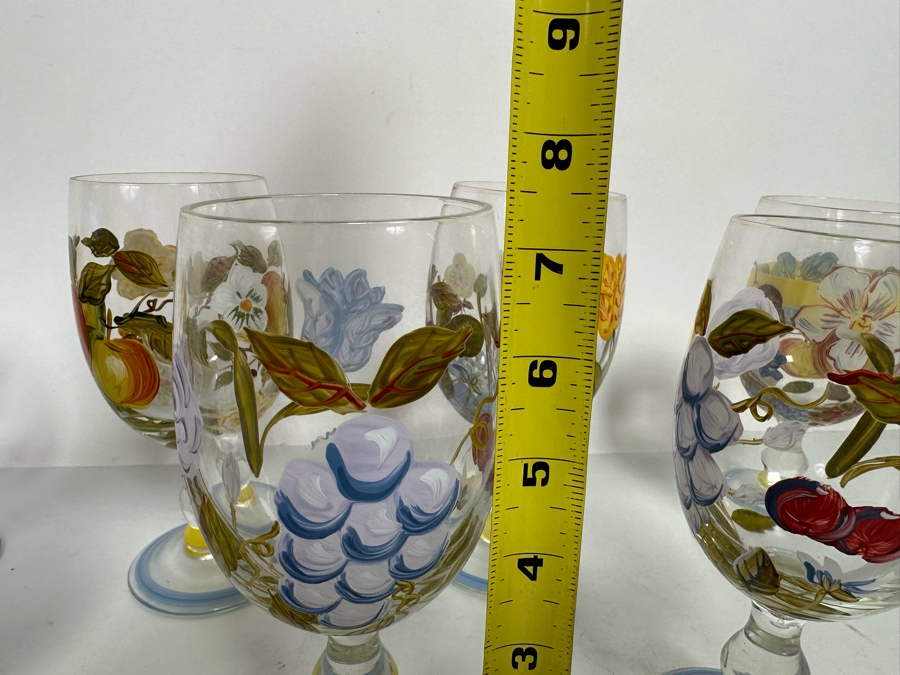 Seven Hand Painted Stemware Glasses 7.5H [Photo 8]