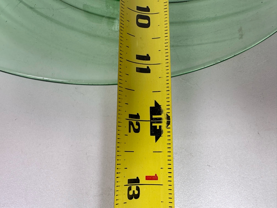 Vintage Fostoria Uranium Glass Tray Green Fleur De Lis Handle 11.5W [Photo 6]