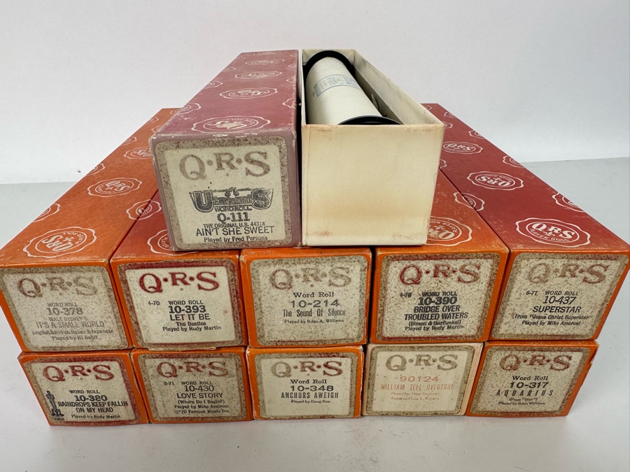 Eleven QRS Word Player Piano Rolls: Walt Disney's It's A Small World, The Beatles Let It Be, Simon & Garfunkel The Sound Of Silence And Bridge Over Troubled Waters [Photo 2]