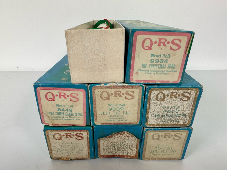 Seven QRS Word Christmas Themed Player Piano Rolls: Here Comes Santa Claus, Deck The Hall, Hark The Herald Angels Sing, Jingle Bell Rock, Joy To The World, Do You Hear What I Hear [Photo 2]