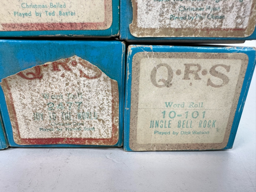 Seven QRS Word Christmas Themed Player Piano Rolls: Here Comes Santa Claus, Deck The Hall, Hark The Herald Angels Sing, Jingle Bell Rock, Joy To The World, Do You Hear What I Hear [Photo 6]