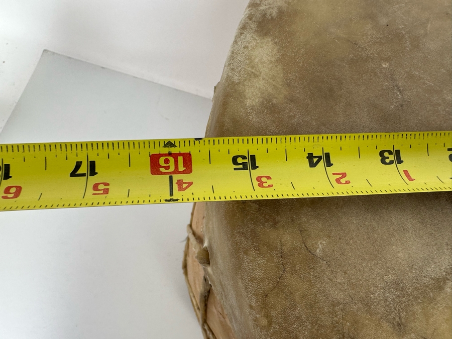 Large Vintage Native American Hide Covered Tom Tom Drum With Wooden Body 16W X 16.5H [Photo 7]