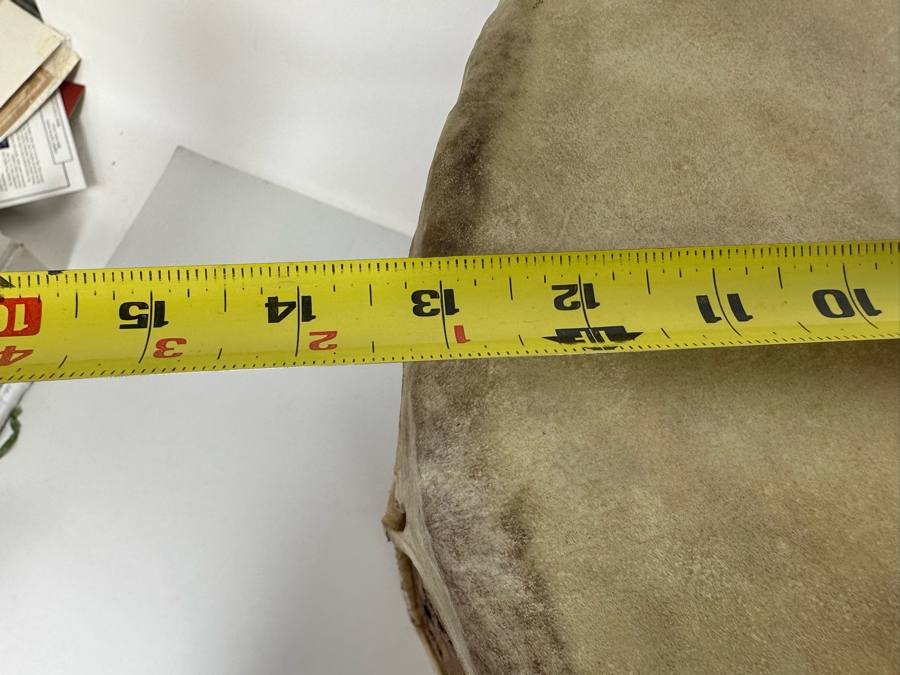 Large Vintage Native American Hide Covered Tom Tom Drum With Wooden Body 13W X 20H [Photo 7]